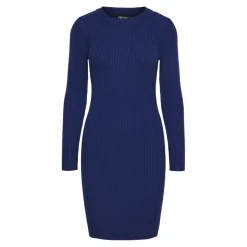 Robe en maille manches longues Crista bleu en viscose Uma