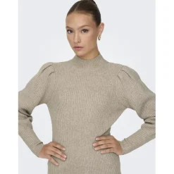 Robe en maille manches longues marron Lou