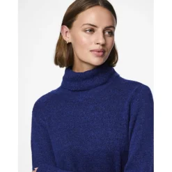 Robe en maille manches longues bleu Kai