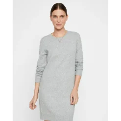 Robe en maille Relaxed Fit Col rond Manches longues Au-dessus du genou gris