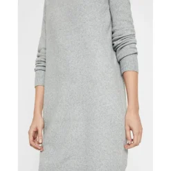 Robe en maille Relaxed Fit Col rond Manches longues Au-dessus du genou gris