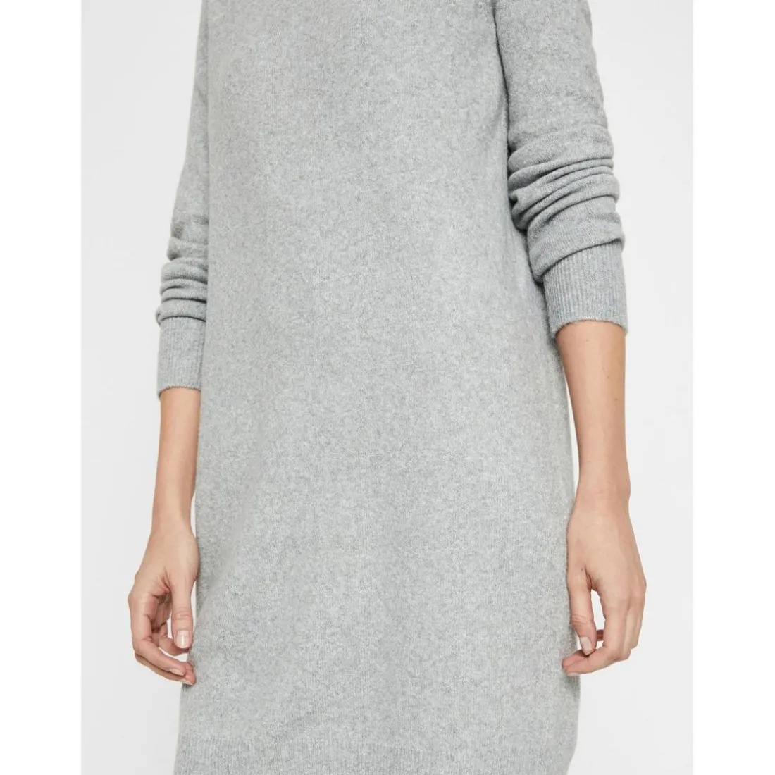 Robe en maille Relaxed Fit Col rond Manches longues Au-dessus du genou gris