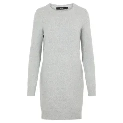 Robe en maille Relaxed Fit Col rond Manches longues Au-dessus du genou gris