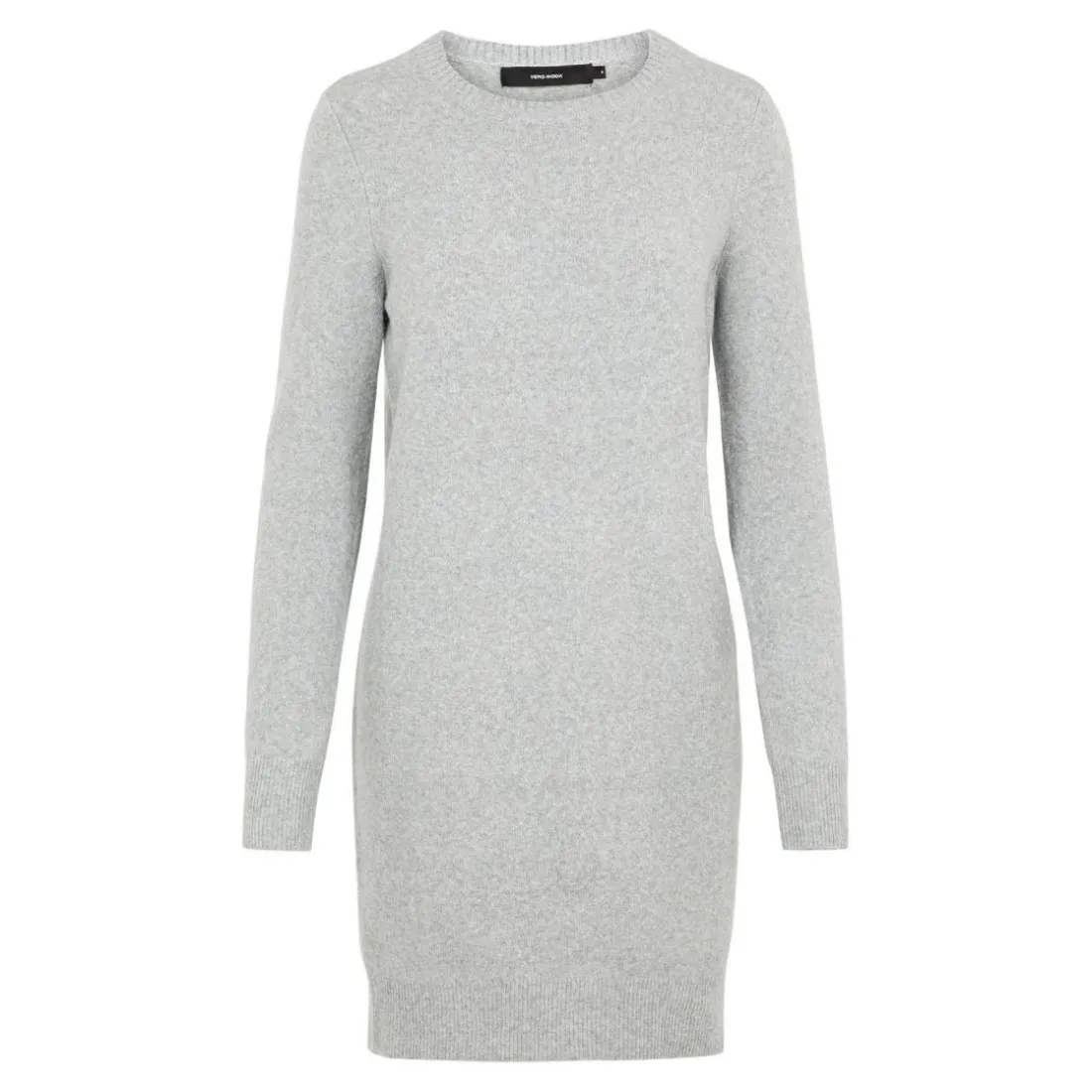Robe en maille Relaxed Fit Col rond Manches longues Au-dessus du genou gris