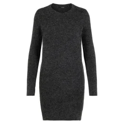 Robe en maille Relaxed Fit Col rond Manches longues Au-dessus du genou noir