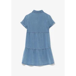 Robe evasée fille, patineuse SUNOGI bleu en tencel