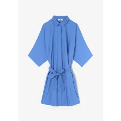 Robe evasée, patineuse SUZAN bleu en coton Xia