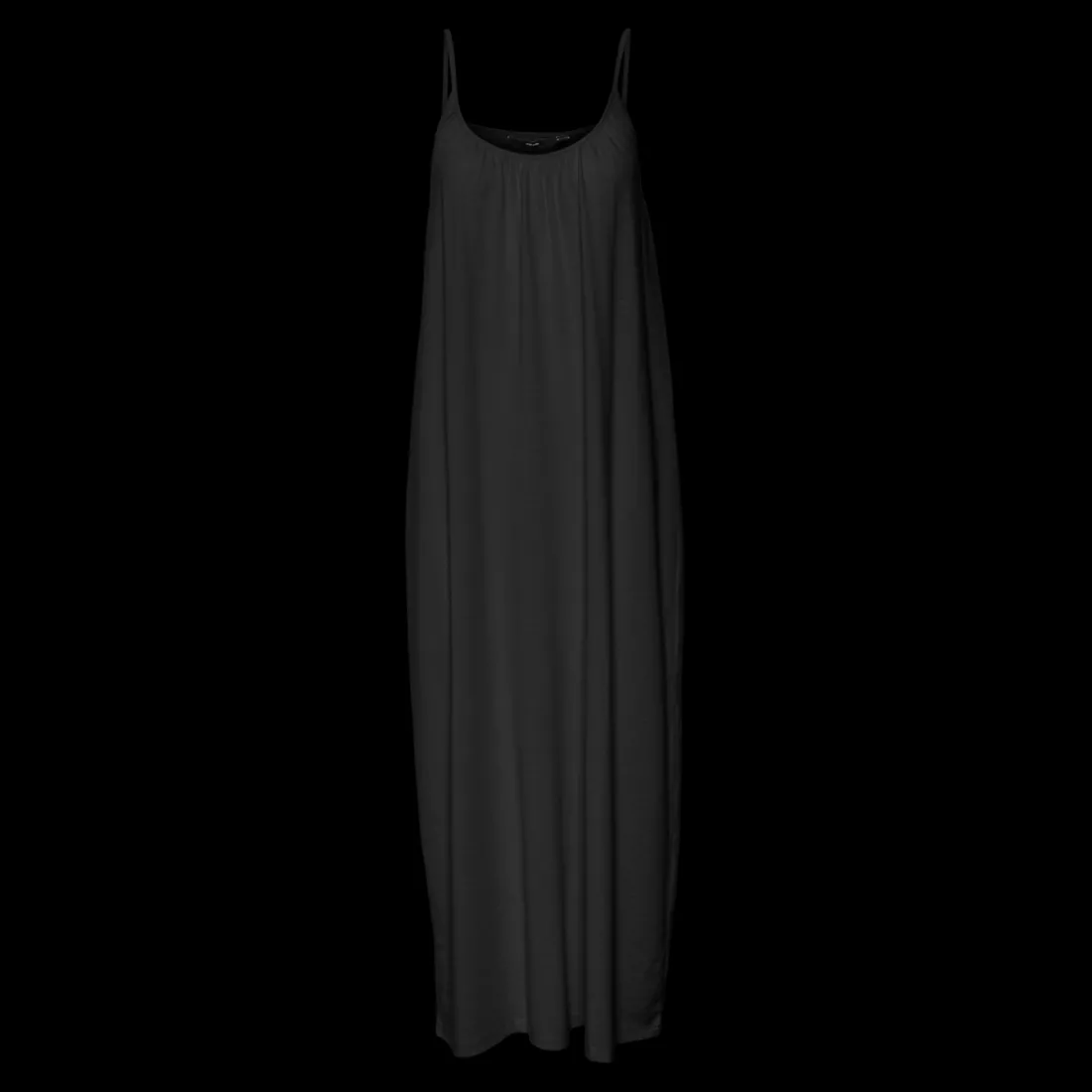 Robe extra long col en u sans manches noir Mila
