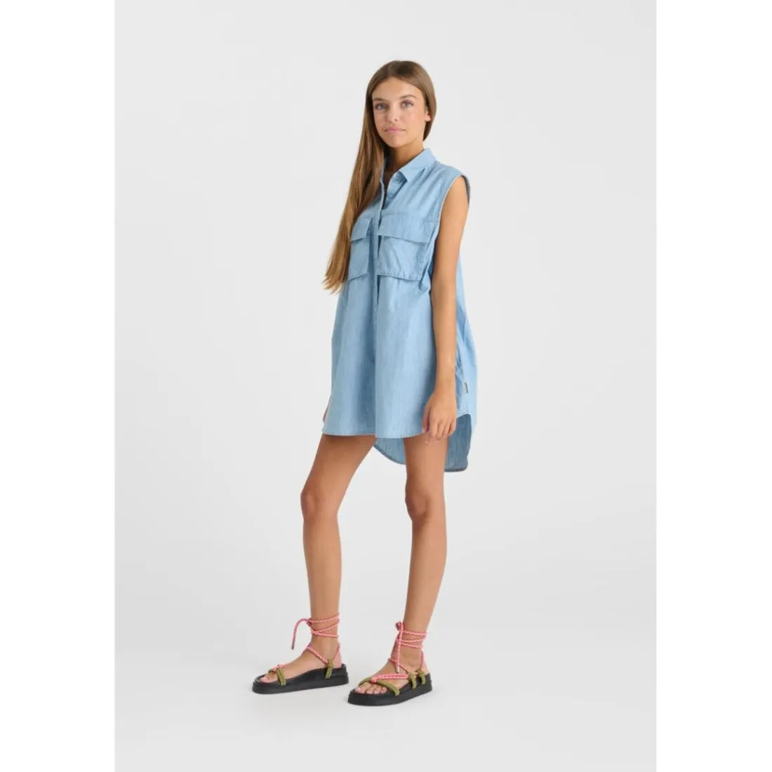 Robe fille evasée, patineuse ELISAGI bleu en cuir Tess