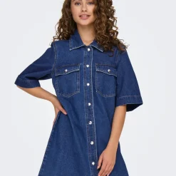 Robe Jean Courte ONLBELLE - Bleu en coton Eva