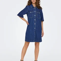 Robe Jean Courte ONLBELLE - Bleu en coton Eva