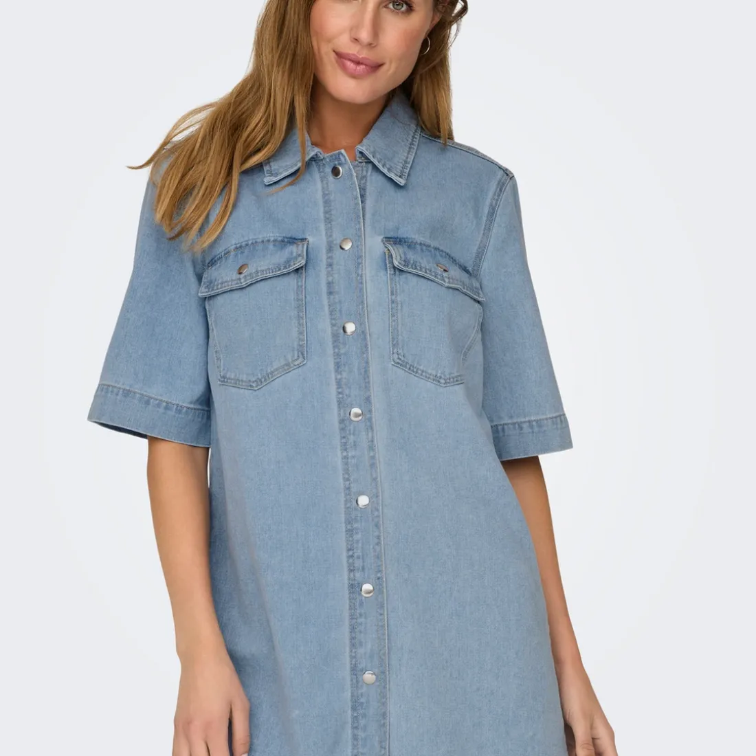 Robe Jean Courte ONLBELLE - Bleu Lucy en coton