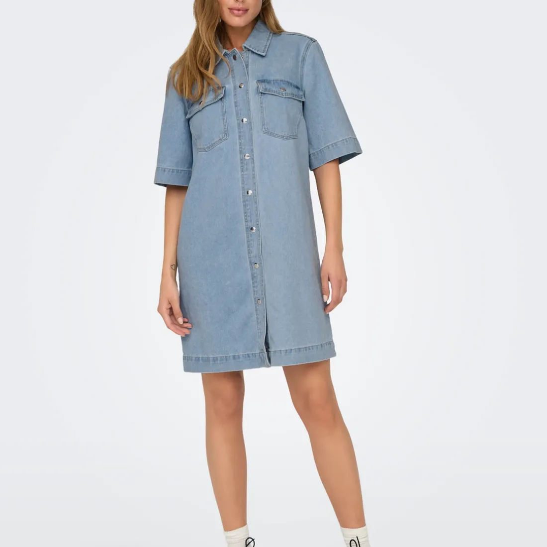 Robe Jean Courte ONLBELLE - Bleu Lucy en coton