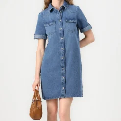 Robe Jean courte ONLLISA - Bleu en coton Rose