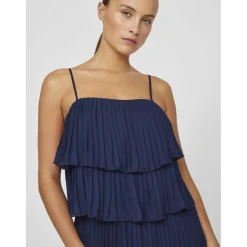Robe longue à bretelles Chiffan bleu Luna