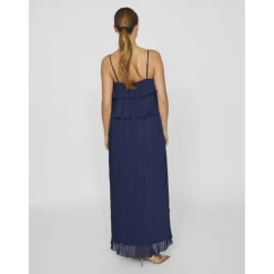 Robe longue à bretelles Chiffan bleu Luna