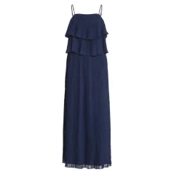 Robe longue à bretelles Chiffan bleu Luna