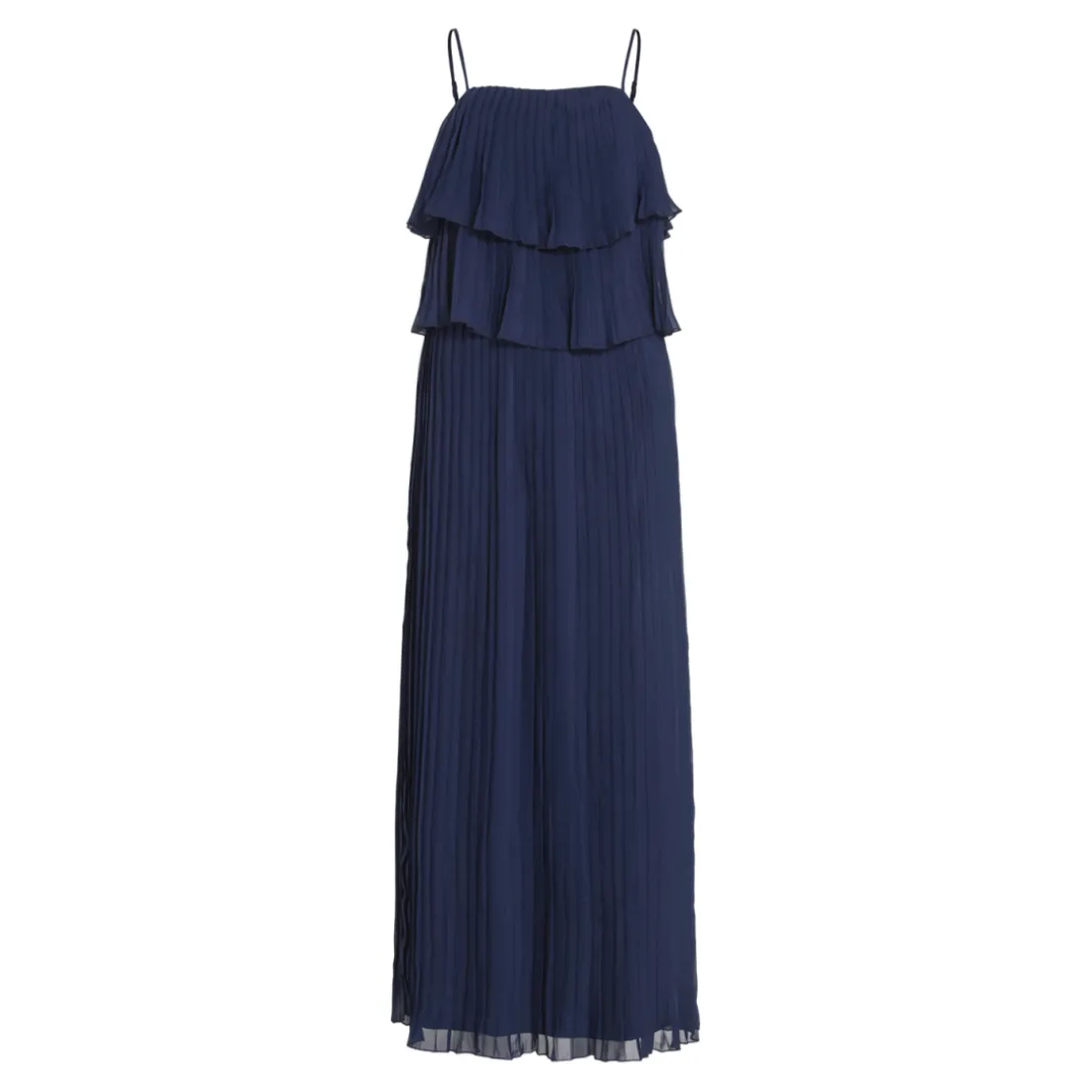 Robe longue à bretelles Chiffan bleu Luna