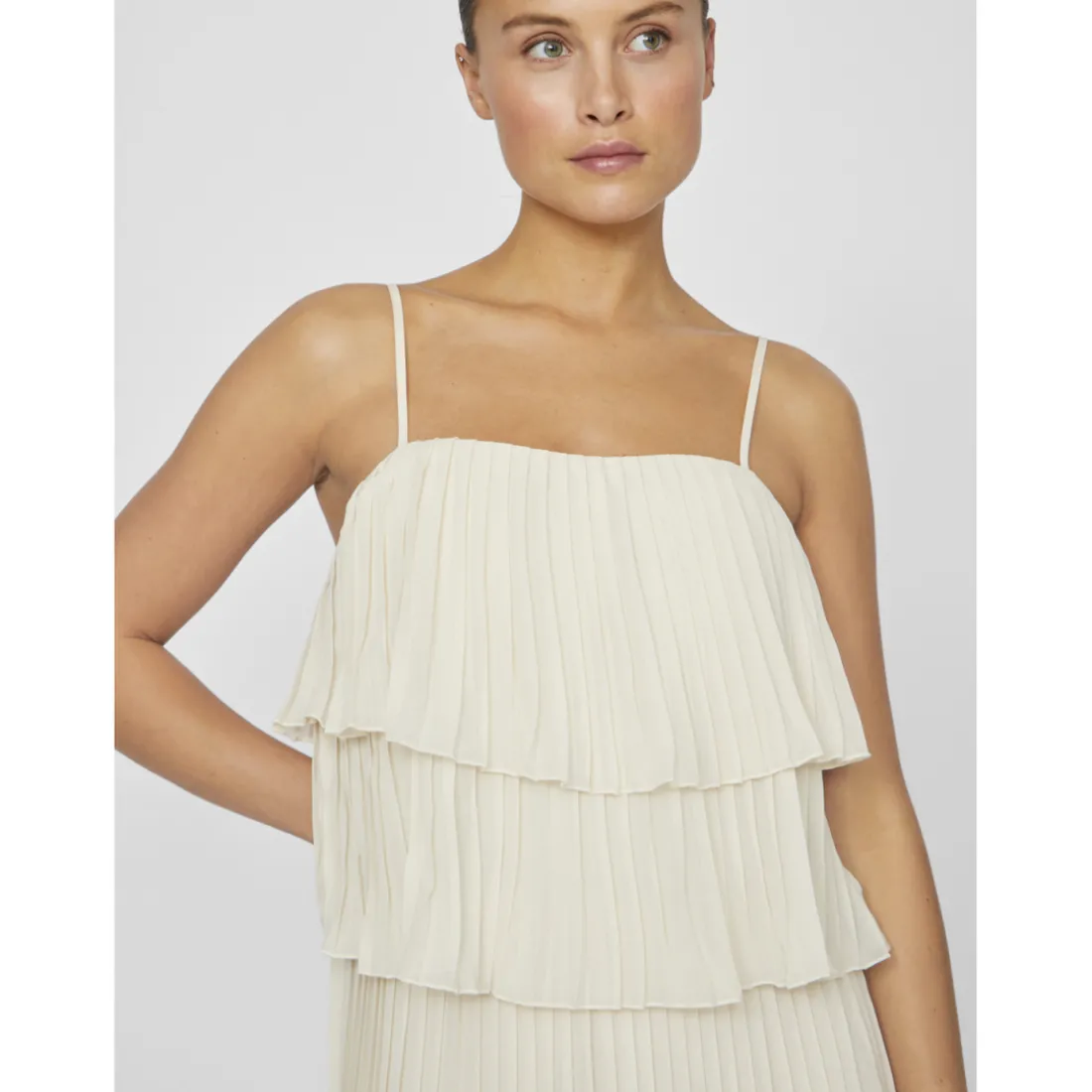 Robe longue à bretelles Chiffan gris Gaia