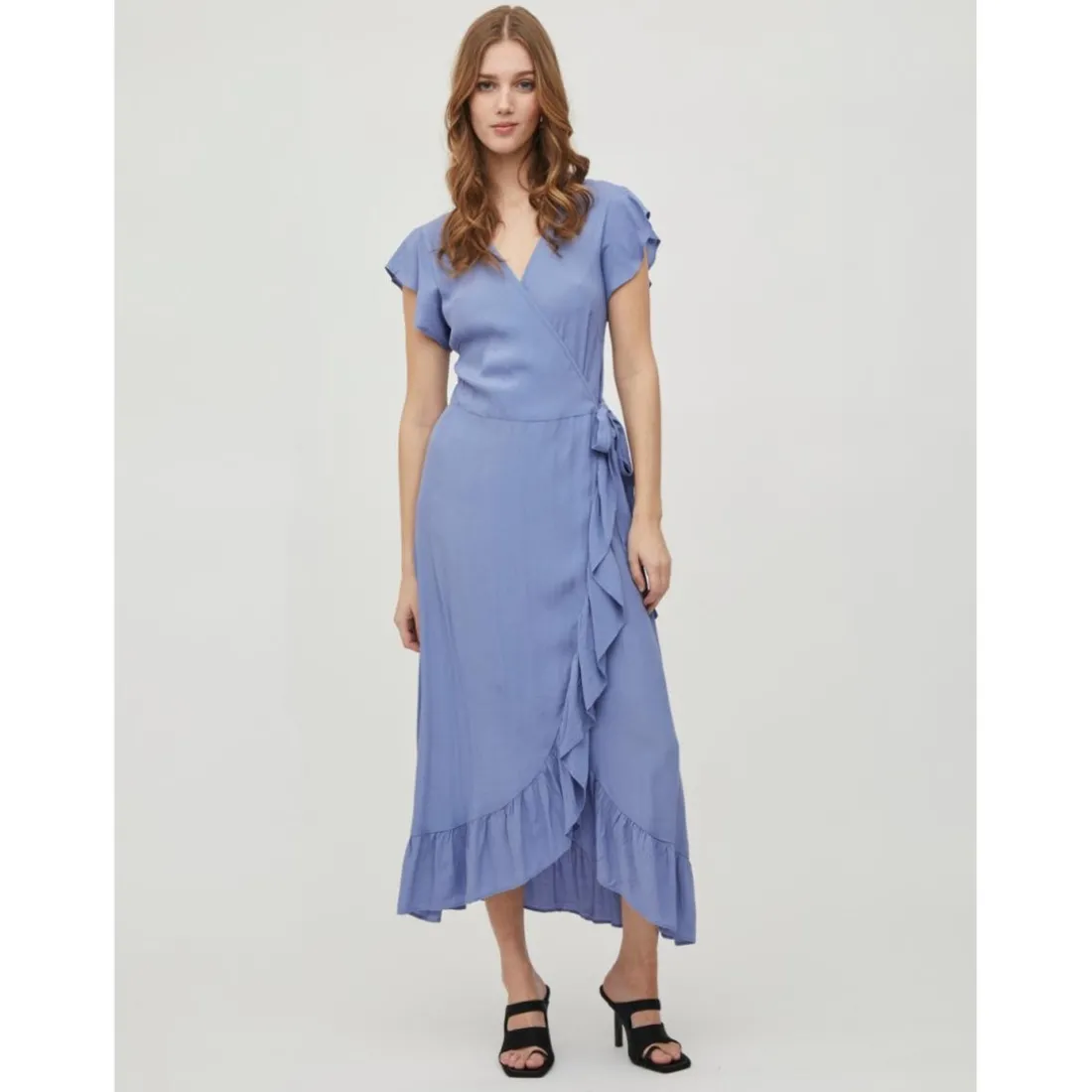 Robe longue bleu clair en viscose