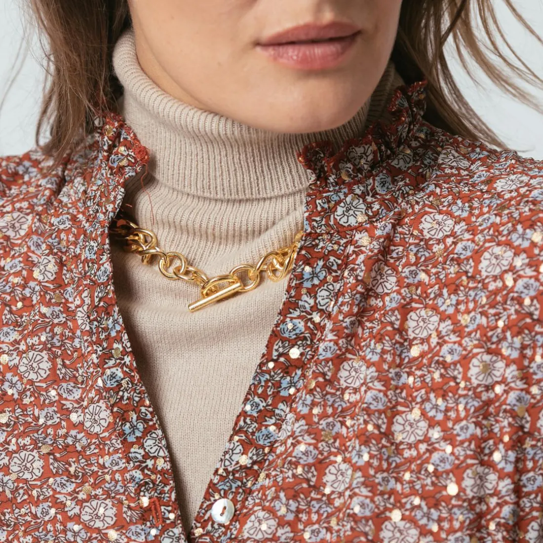 Robe longue boutonnée Jeanne Terracota