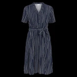 Robe longue chemise bleu foncé en viscose