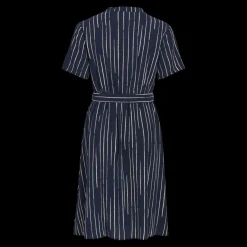 Robe longue chemise bleu foncé en viscose