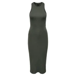 Robe longue Col rond Sans manches Au-dessus du genou gris en coton