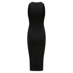 Robe longue Col rond Sans manches Au-dessus du genou noir en coton