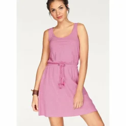 Robe longue col rond sans manches femme Tom Tailor Polo Team - Rose Vif en coton