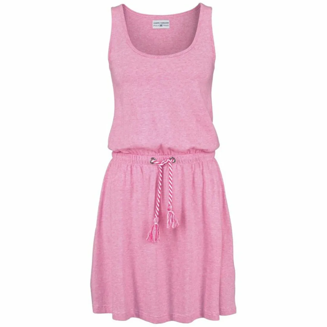 Robe longue col rond sans manches femme Tom Tailor Polo Team - Rose Vif en coton