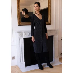 Robe longue dos V Damienne gris