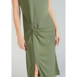 Robe longue droite GANA vert en coton modal