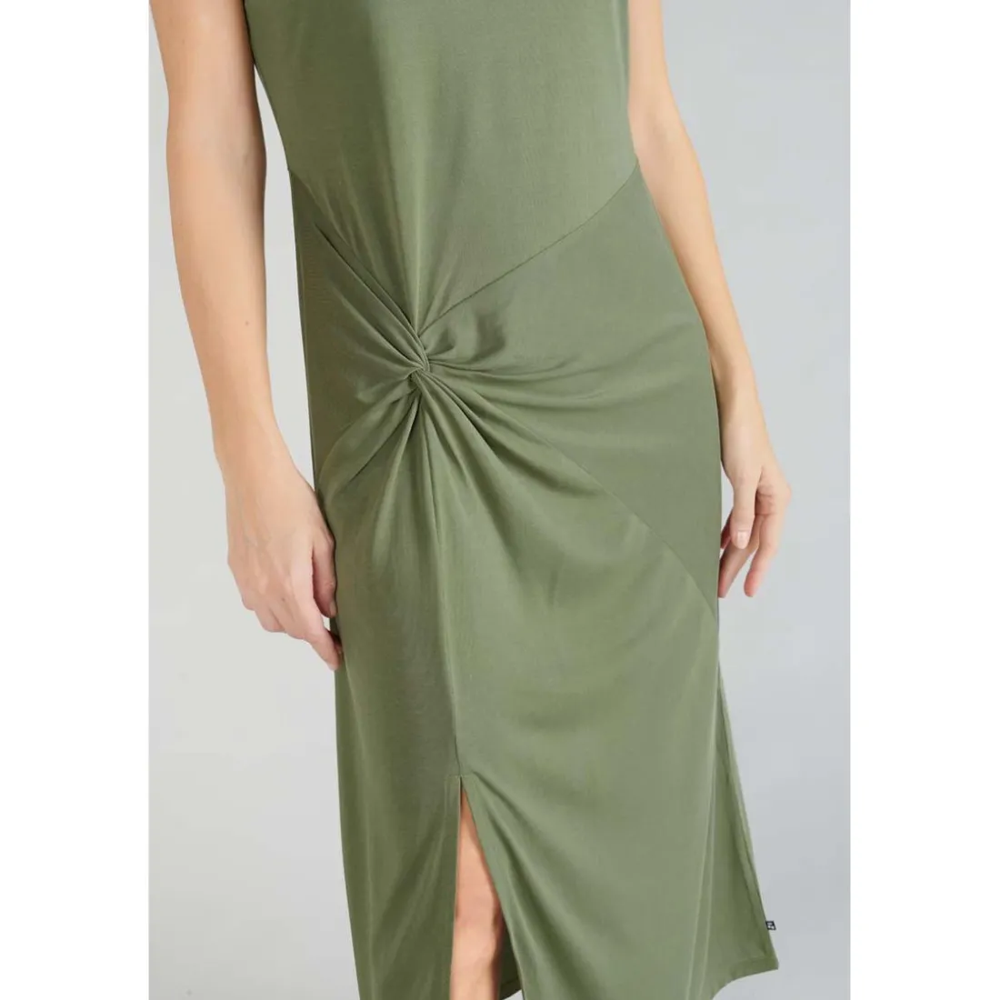 Robe longue droite GANA vert en coton modal