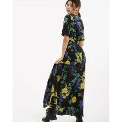 Robe longue imprimé fleuri noir
