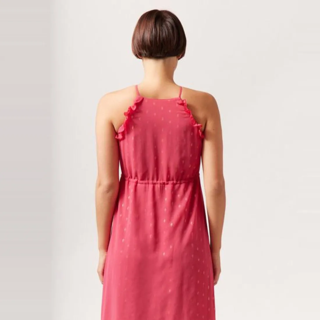 Robe longue imprimé graphique rose