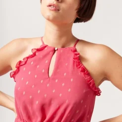 Robe longue imprimé graphique rose