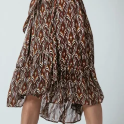 Robe longue imprimée croisée Mary bordeaux