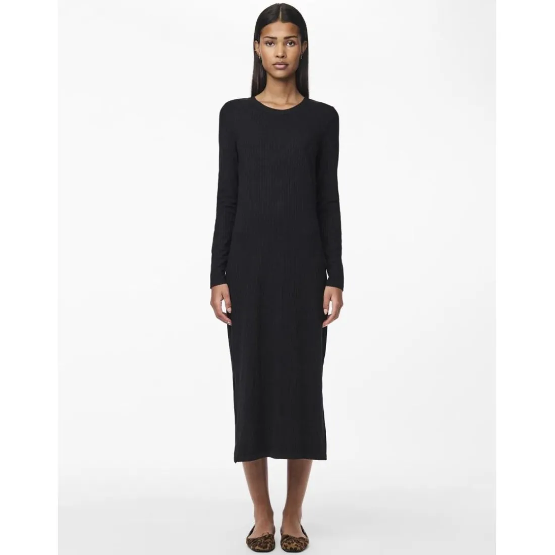 Robe longue manches longues en jersey noire Kylie Noor