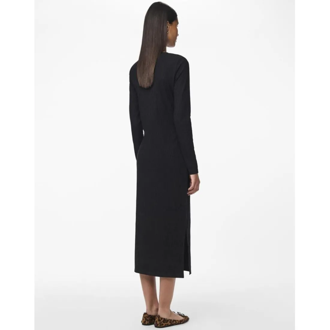 Robe longue manches longues en jersey noire Kylie Noor