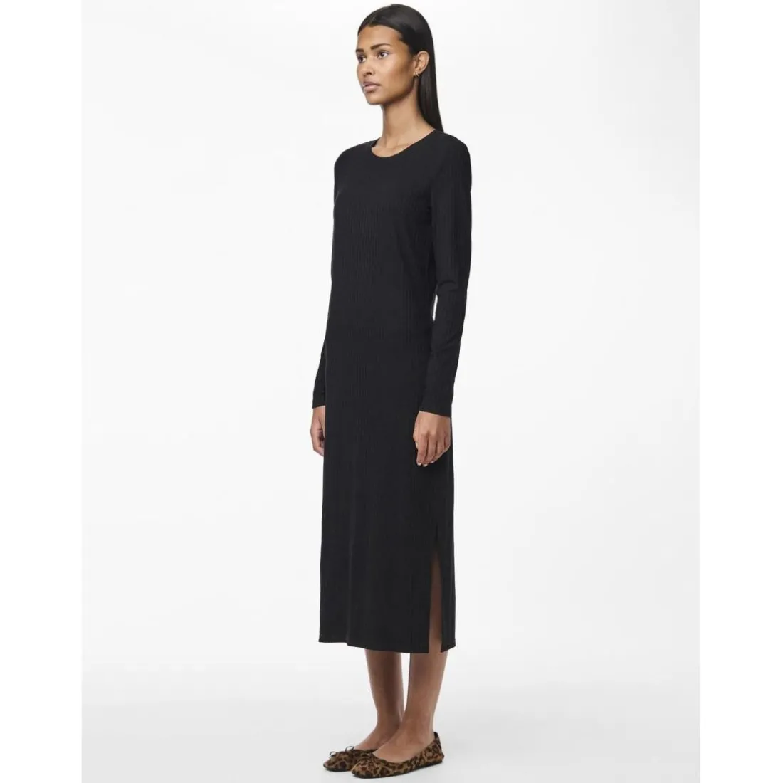 Robe longue manches longues en jersey noire Kylie Noor