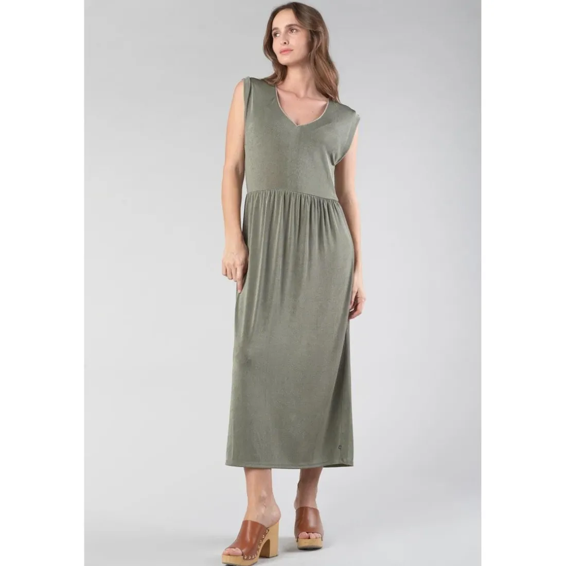 Robe longue Nata kaki vert
