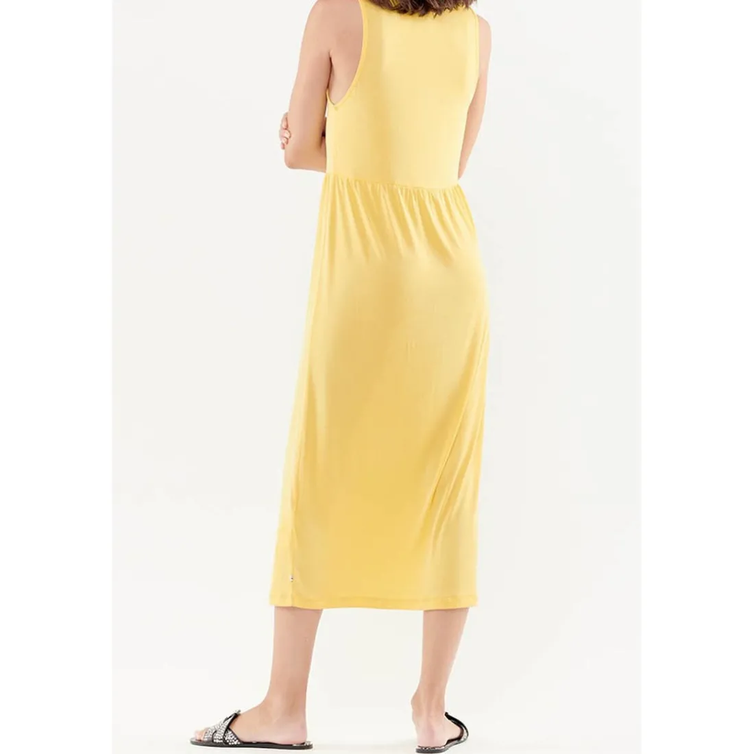 Robe longue plissée LALY jaune