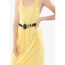 Robe longue plissée LALY jaune