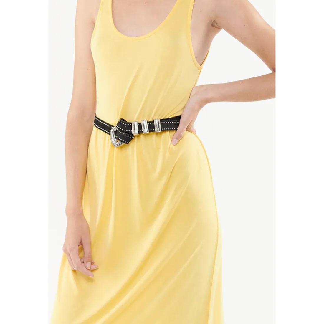 Robe longue plissée LALY jaune