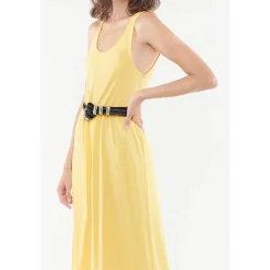 Robe longue plissée LALY jaune