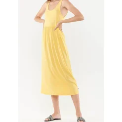 Robe longue plissée LALY jaune