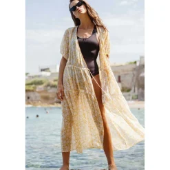 Robe longue portefeuille BILBAO jaune