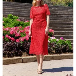 Robe longue RINESA rouge en coton