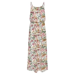 Robe longue Robe Imprimé all over Col en U Sans manches Découpe à la taille Longueur maxi blanc